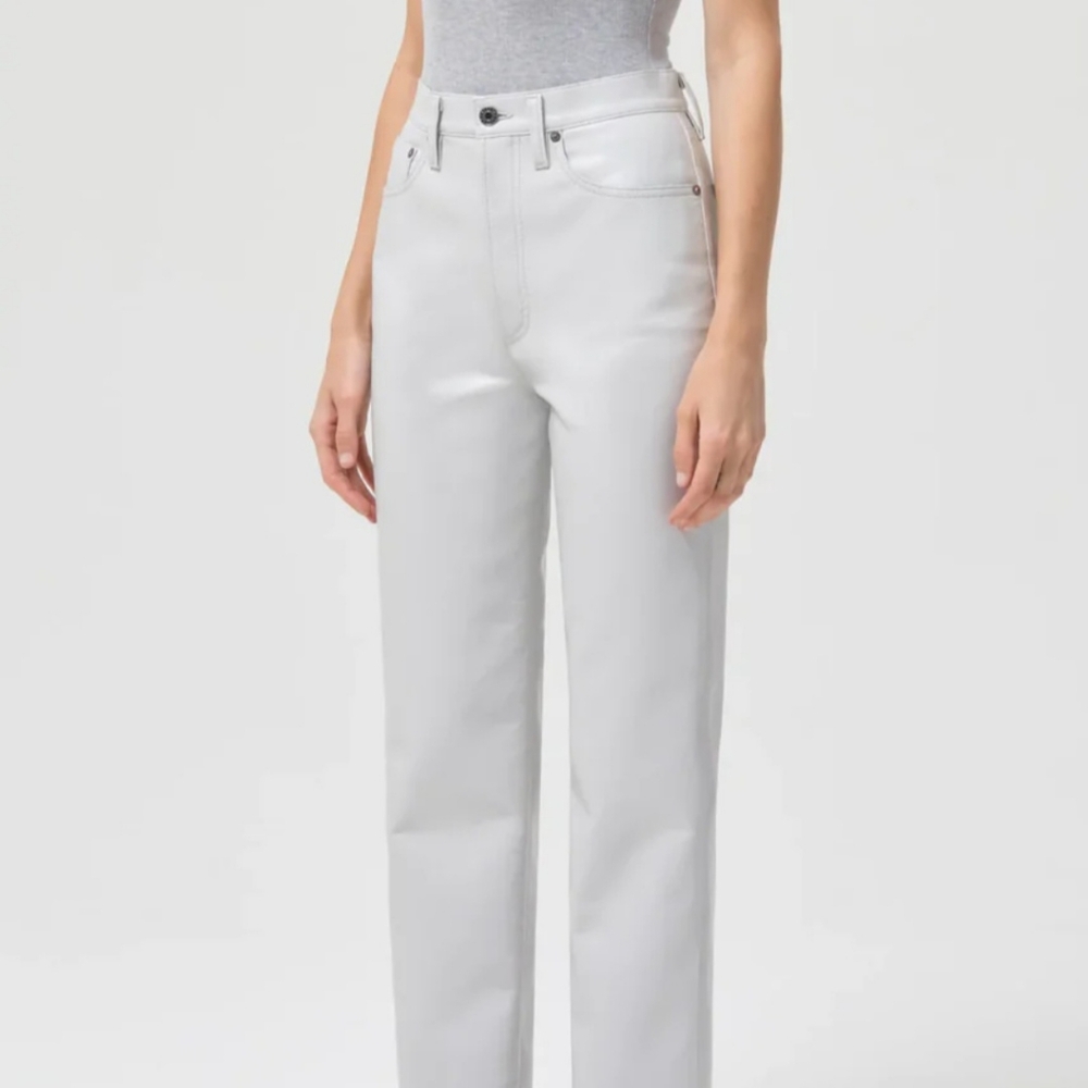 Agolde Straight Leg Pants in Light Gray